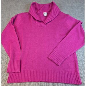 Hartfield Design Magenta Pink Shawl Collar Knit Sweater Womens Large Pullover